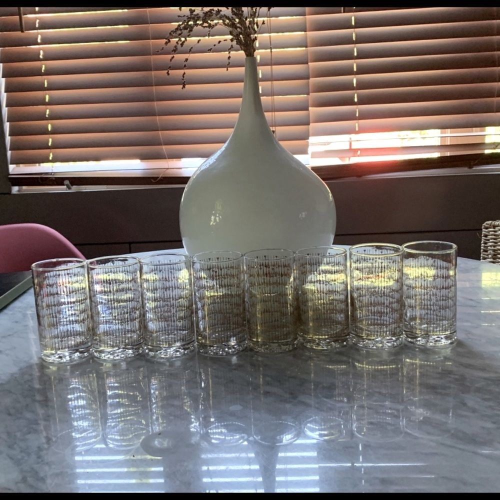8 vintage glasses MCM